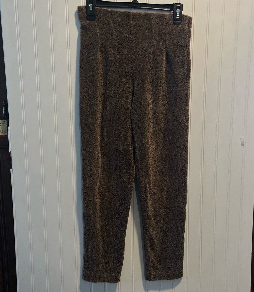 Liz Sport Women’s Marled Choc Brown Heather Stretchy Pull On Casual Pants Small